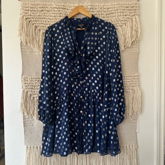SALONI Navy Dot Tilly Ruffle Dress - Picture 1 of 7